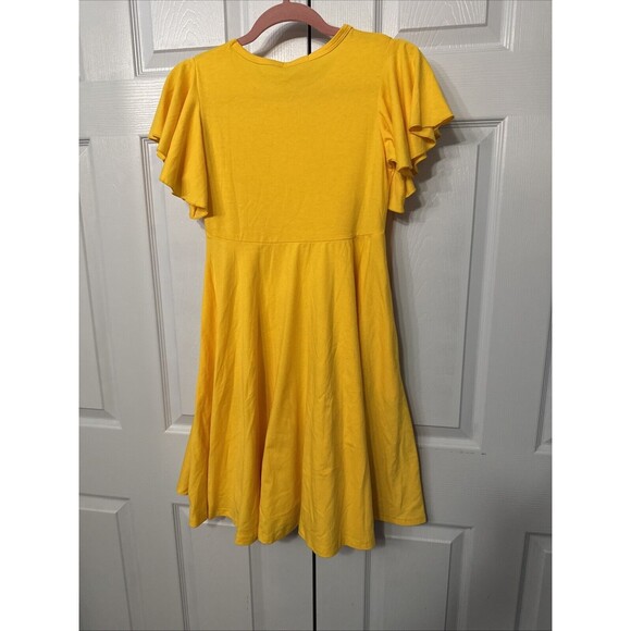 NWT Arshiner Dress Women A-Line Flutter Sleeve Pockets Yellow Medium by Measure - Picture 7 of 7